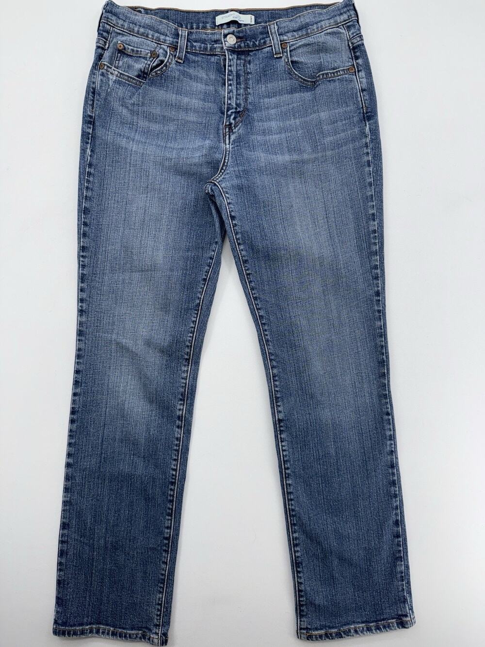 Levi's 505 Boot Cut Jeans Blue Stretch Mid Rise Pockets Denim Women's 12